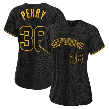 Replica Gaylord Perry Women's San Francisco Giants Black Snake Skin City Jersey