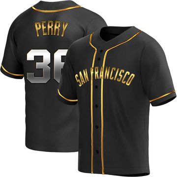 Replica Gaylord Perry Youth San Francisco Giants Black Golden Alternate Jersey