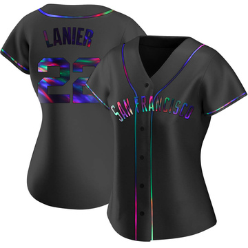 Replica Hal Lanier Women's San Francisco Giants Black Holographic Alternate Jersey