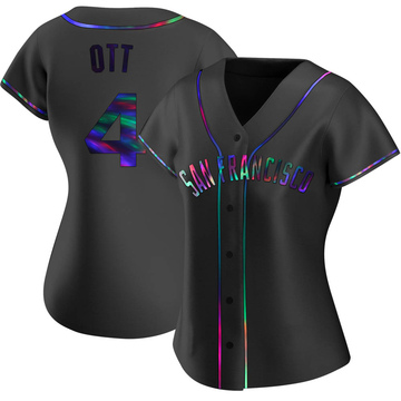Replica Mel Ott Women's San Francisco Giants Black Holographic Alternate Jersey