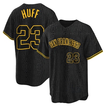 Replica Sam Huff Men's San Francisco Giants Black Snake Skin City Jersey