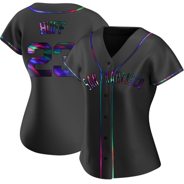 Replica Sam Huff Women's San Francisco Giants Black Holographic Alternate Jersey