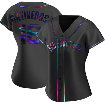 Replica Steve Ontiveros Women's San Francisco Giants Black Holographic Alternate Jersey