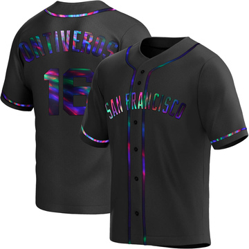 Replica Steve Ontiveros Youth San Francisco Giants Black Holographic Alternate Jersey